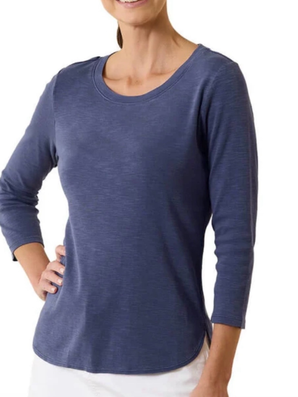 Tommy Bahama Ashby Isles Slub Cotton 3/4 Sleeve Scoop Neck T-Shirt Top Medium